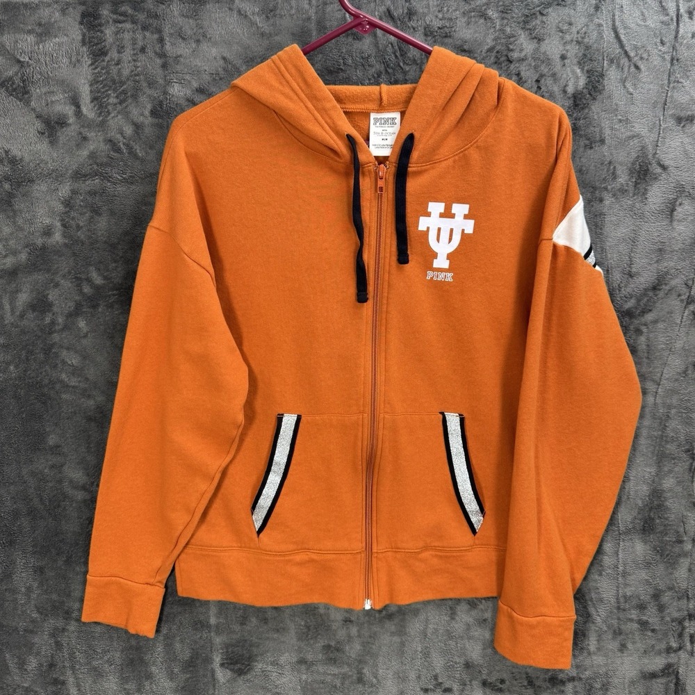 Victoria's Secret PINK Texas Longhorns Full Zip Hoodie Orange Women's Medium